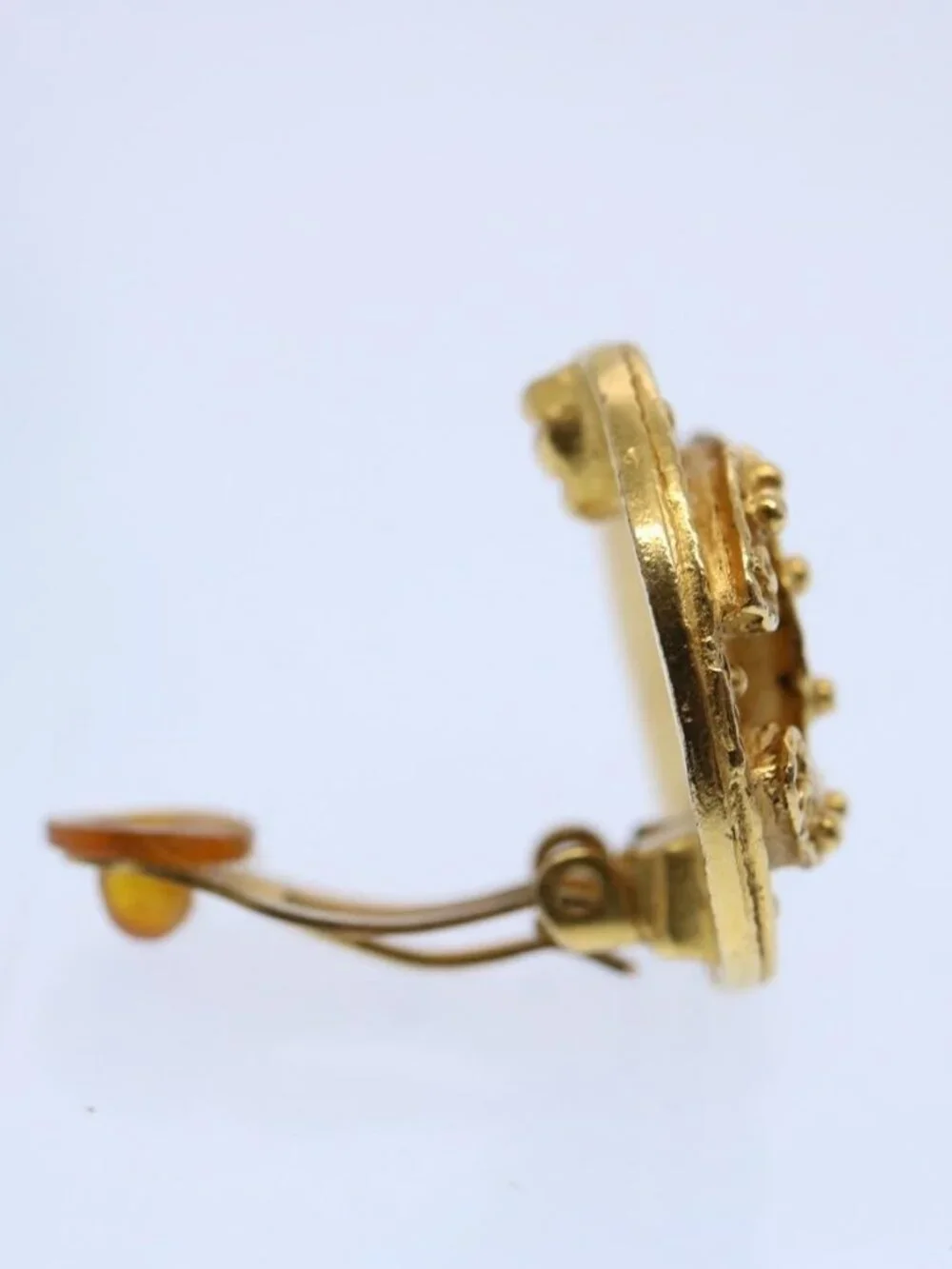 CHANEL Earring Gold Tone CC Auth ep2559